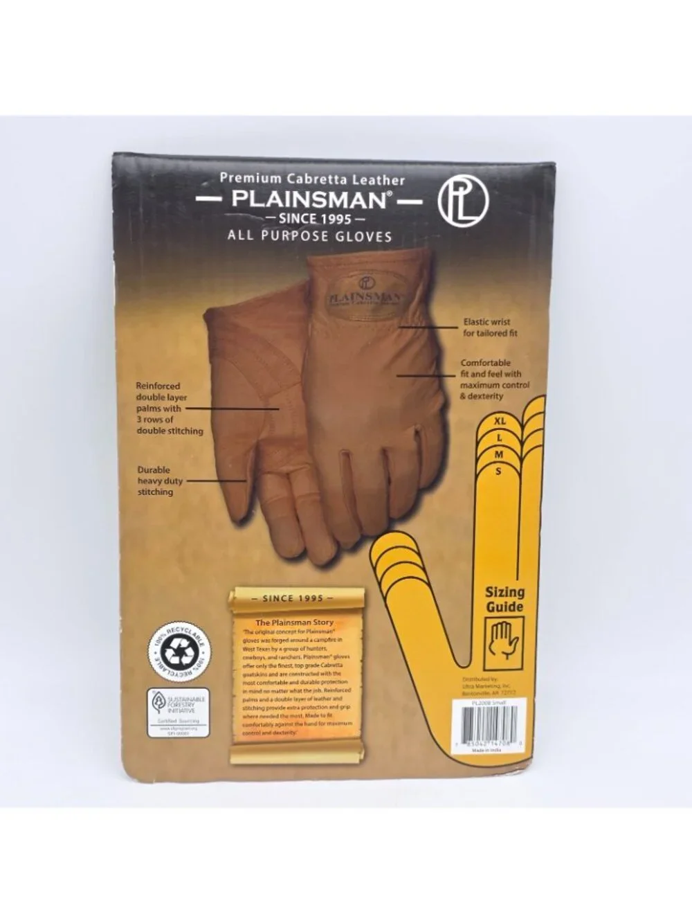 2 Pair Plainsman Leather Work Gloves Premium Cabretta Small Ranch Garden Outdoor